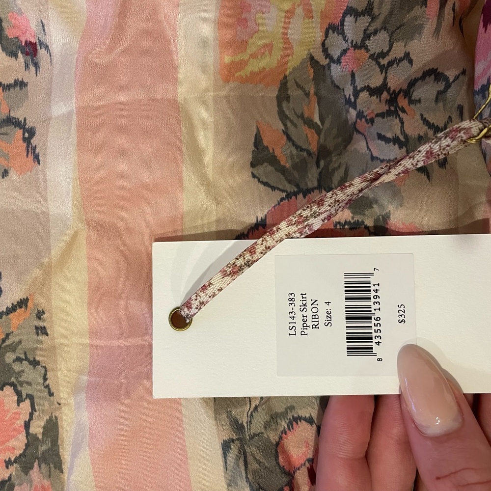 LoveShackFancy Pink Floral Ruffled Tiered Mini Skirt - Picture 5 of 5